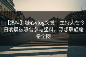【爆料】糖心vlog突发：主持人在今日凌晨被曝曾参与猛料，浮想联翩席卷全网