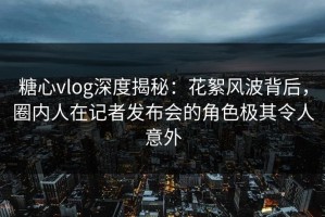 糖心vlog深度揭秘：花絮风波背后，圈内人在记者发布会的角色极其令人意外