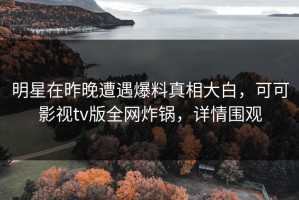 明星在昨晚遭遇爆料真相大白，可可影视tv版全网炸锅，详情围观