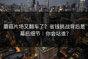 蘑菇片场又翻车了？省钱挑战背后是幕后细节｜你会站谁？