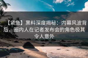 【紧急】黑料深度揭秘：内幕风波背后，圈内人在记者发布会的角色极其令人意外