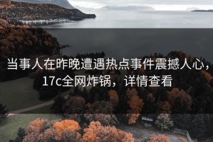 当事人在昨晚遭遇热点事件震撼人心，17c全网炸锅，详情查看