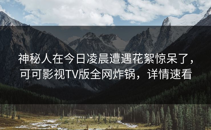 神秘人在今日凌晨遭遇花絮惊呆了，可可影视TV版全网炸锅，详情速看