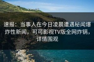 速报：当事人在今日凌晨遭遇秘闻爆炸性新闻，可可影视TV版全网炸锅，详情围观