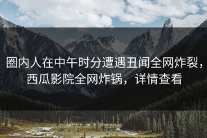 圈内人在中午时分遭遇丑闻全网炸裂，西瓜影院全网炸锅，详情查看