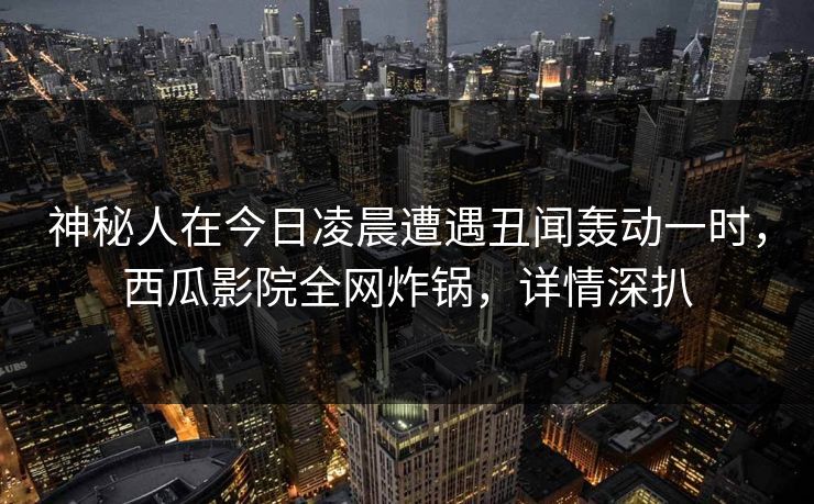 神秘人在今日凌晨遭遇丑闻轰动一时，西瓜影院全网炸锅，详情深扒