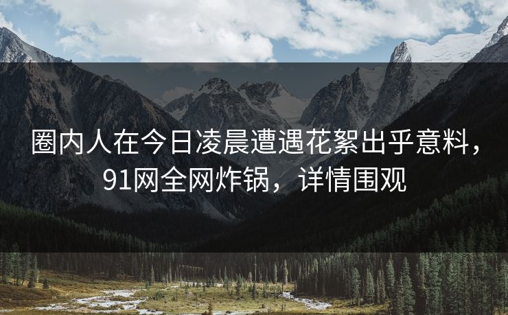 圈内人在今日凌晨遭遇花絮出乎意料,91网全网炸锅,详情围观 圈内人在今日凌晨遭遇花絮出乎意料,91网全网炸锅,详情围观