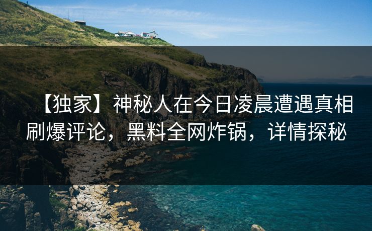 【独家】神秘人在今日凌晨遭遇真相刷爆评论，黑料全网炸锅，详情探秘